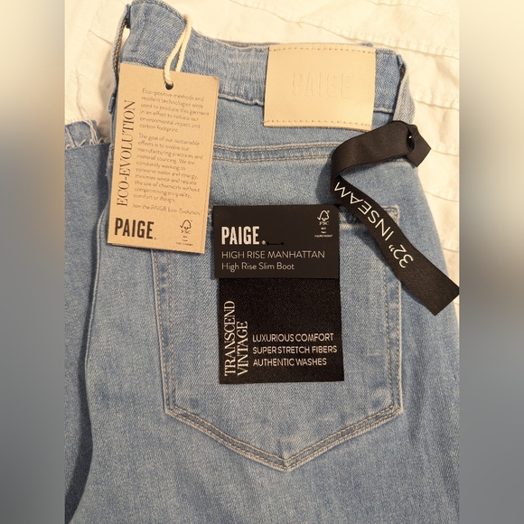 PAIGE High Rise Manhattan Bootcut Raw Him - Picture 3 of 7